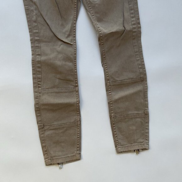 Guess Women’s Athletic Zip Skinny Jean In Khaki Ankle Zip Cropped Leg Size 25 - Picture 3 of 13